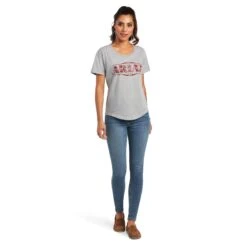 Ariat® Ladies Bandana Logo Heather Grey Graphic T-shirt 10040966 2 Ariat® Ladies Bandana Logo Heather Grey Graphic T-shirt 10040966 -Ariat Shop S22 WMS WEST 10040966 full