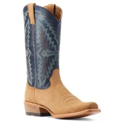 Ariat® Men'sFuturity Showman Dijon Roughout & NavyWestern Boots 10044499 5 Ariat® Men'sFuturity Showman Dijon Roughout & NavyWestern Boots 10044499 -Ariat Shop S23 MNS WEST 10044499 medial