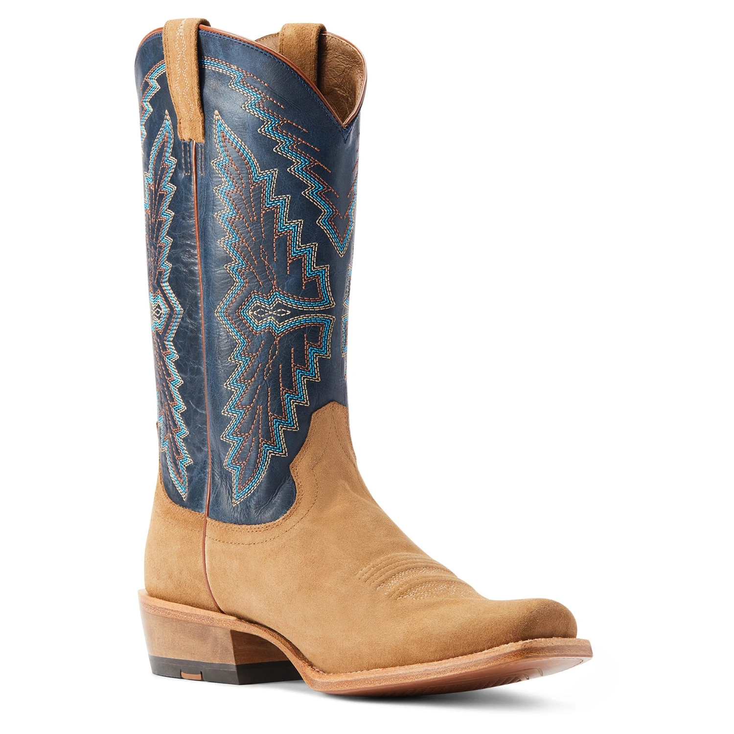 Ariat® Men'sFuturity Showman Dijon Roughout & NavyWestern Boots 10044499 Ariat® Men'sFuturity Showman Dijon Roughout & NavyWestern Boots 10044499 -Ariat Shop S23 MNS WEST 10044499 medial