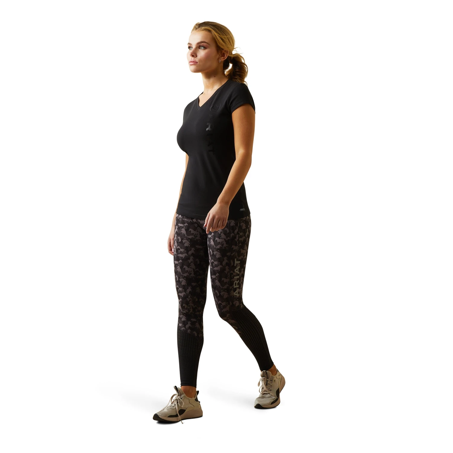 Ariat® Ladies Vertical Logo Black T-Shirt 10043380 Ariat® Ladies Vertical Logo Black T-Shirt 10043380 -Ariat Shop S23 WMS ENGL 10043380 full