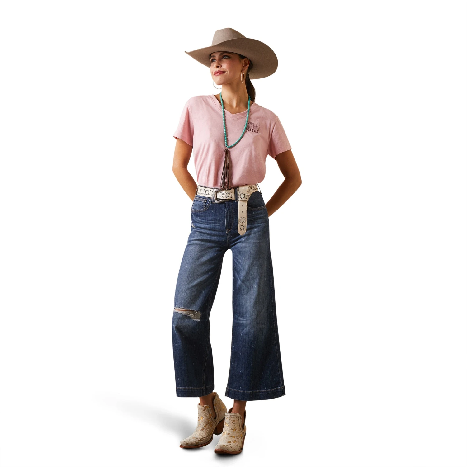 Ariat® Ladies R.E.A.L™ Grazin Graphic Coral Blush T-Shirt 10043410 Ariat® Ladies R.E.A.L™ Grazin Graphic Coral Blush T-Shirt 10043410 -Ariat Shop S23 WMS WEST 10043410 full