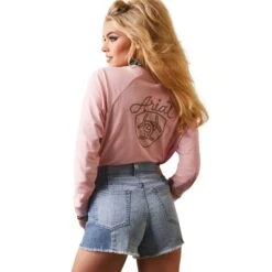 Ariat® Ladies R.E.A.L™ Ropey Shield Coral Blush Pink T-Shirt 10043412