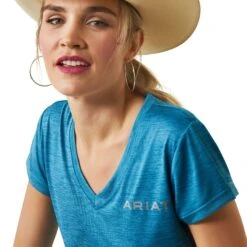 Ariat® Ladies Laguna Logo Baselayer Peacock Blue T-Shirt 10043432 -Ariat Shop S23 WMS WEST 10043432 detail01
