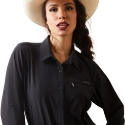 Ariat® Ladies VentTEK™ Stretch Black Button Down Shirt 10043494 -Ariat Shop S23 WMS WEST 10043494 detail01