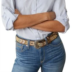 Ariat® Ladies VenTEK™ Stretch Classic Blue Stripe Button Down Shirt 10043496 -Ariat Shop S23 WMS WEST 10043496 detail01