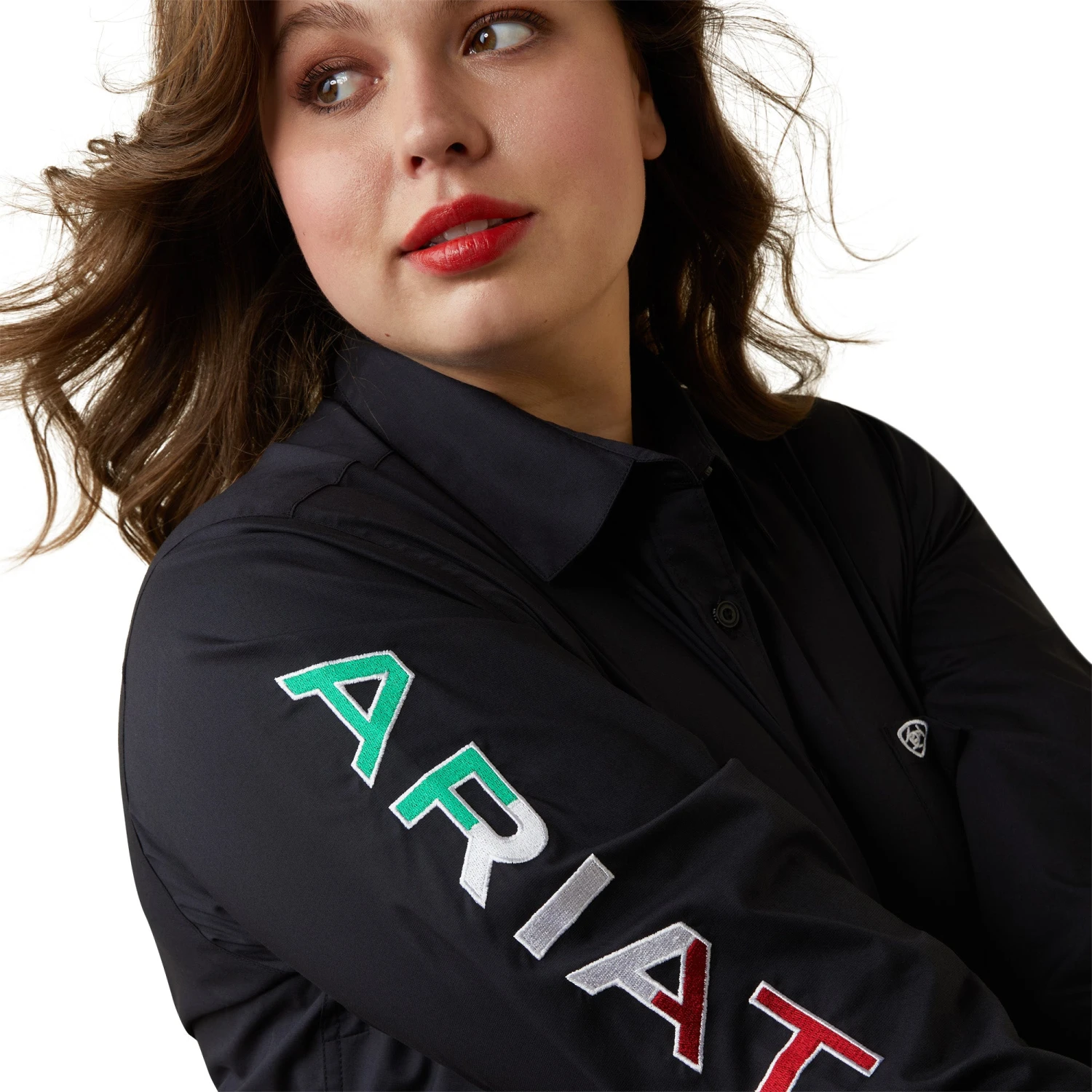 Ariat Ladies R.E.A.L Mexico Flag Graphic Black Button Down Shirt 10043552 Ariat Ladies R.E.A.L Mexico Flag Graphic Black Button Down Shirt 10043552 -Ariat Shop S23 WMS WEST 10043552 detail04 plus