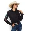 Ariat Ladies R.E.A.L Mexico Flag Graphic Black Button Down Shirt 10043552