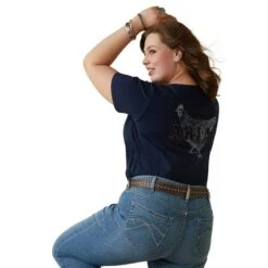Ariat® Ladies R.E.A.L Mama Hen Navy Eclipse T-Shirt 10043758 -Ariat Shop S23 WMS WEST 10043758 back plus