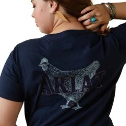 Ariat® Ladies R.E.A.L Mama Hen Navy Eclipse T-Shirt 10043758 -Ariat Shop S23 WMS WEST 10043758 detail03 plus