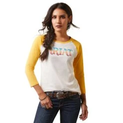 AriatĀ® Ladies Serape Stripe Coconut Milk & Yolk Yellow Tee 10043810