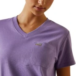 Ariat® Ladies Rebar Cotton Strong™ Paisley Purple T-Shirt 10043575 -Ariat Shop S23 WMS WORK 10043575 detail01