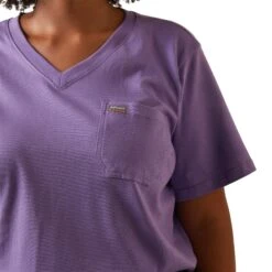 Ariat® Ladies Rebar Cotton Strong™ Paisley Purple T-Shirt 10043575 -Ariat Shop S23 WMS WORK 10043575 detail01 plus