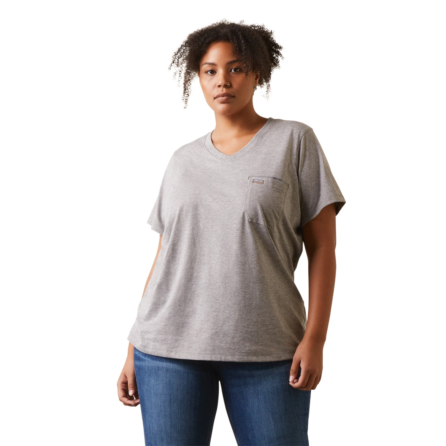 Ariat Ladies Rebar Workman Heather Grey T-Shirt 10043842 Ariat Ladies Rebar Workman Heather Grey T-Shirt 10043842 -Ariat Shop S23 WMS WORK 10043842 front plus