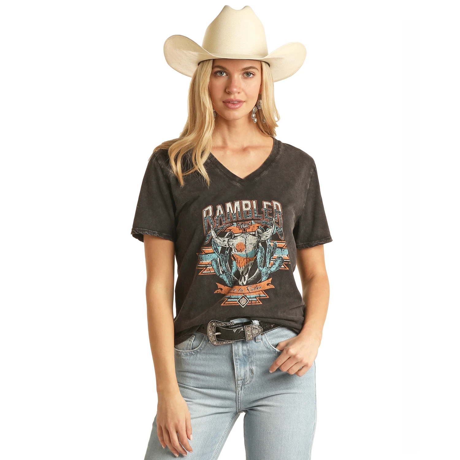 Rock & Roll® Ladies Bull Skull Graphic Black T-Shirt RRWT21RZOG Rock & Roll® Ladies Bull Skull Graphic Black T-Shirt RRWT21RZOG -Ariat Shop Untitled789765465321321