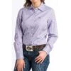 Cinch Ladies Stripe Button-Up Purple And White Shirt MSW9164087