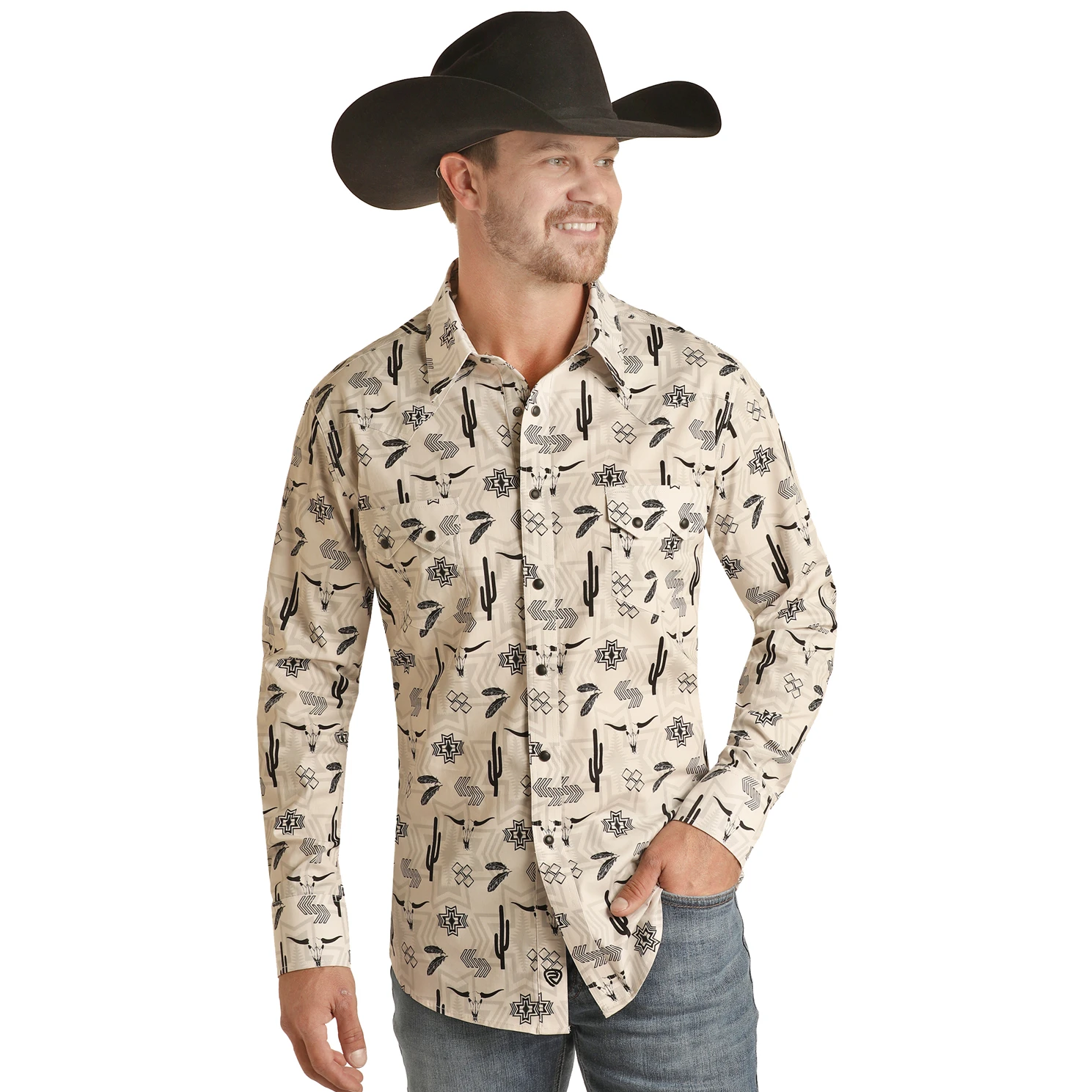 Rock & Roll Men's Aztec Poplin Rodeo Print Snap Shirt RRMSOSRZ11-12 Rock & Roll Men's Aztec Poplin Rodeo Print Snap Shirt RRMSOSRZ11-12 -Ariat Shop rz11 12