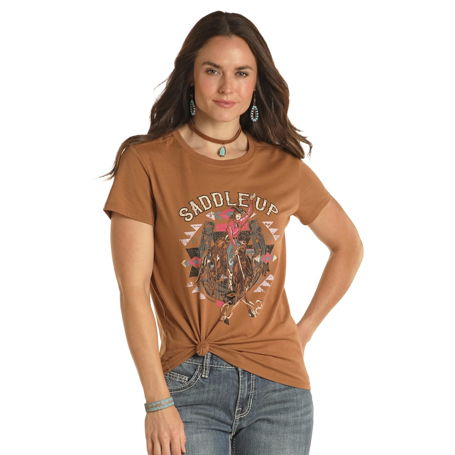 Rock & Roll Denim Ladies Saddle Up Brown Graphic T-Shirt WLWT21R0U5 Rock & Roll Denim Ladies Saddle Up Brown Graphic T-Shirt WLWT21R0U5 -Ariat Shop saddleup