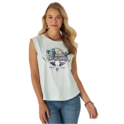 Wrangler Retro® Ladies Steer Head Green Graphic Tank 112315077